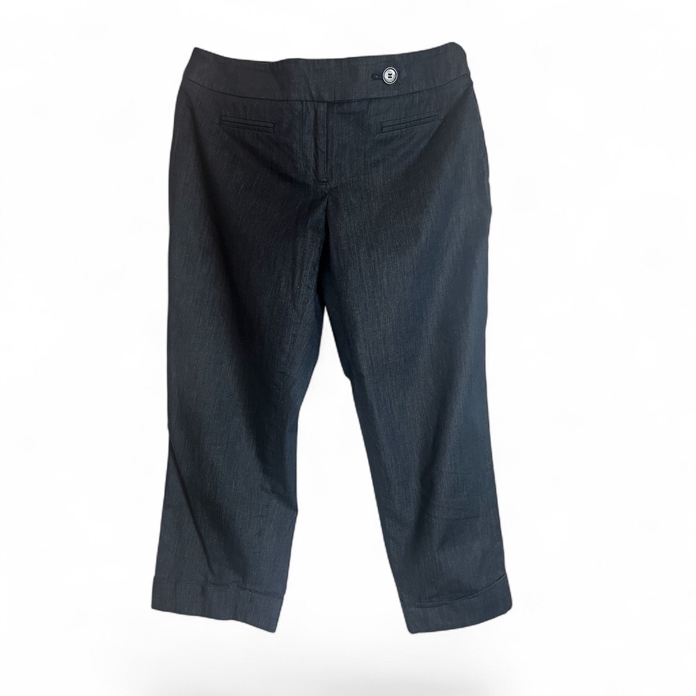 Ann Taylor LOFT Petites Crop Pants Denim-Like Blue Cuffed Work Trousers Sz 4
